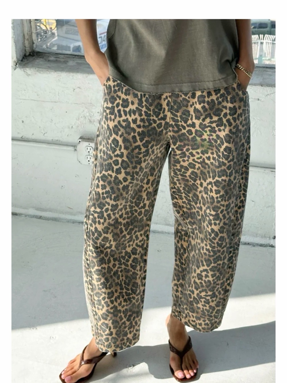 Leopard Print barrel Pants